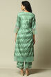 Green Viscose Straight Printed Kurta Palazzo Suit Set image number 5