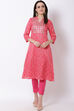 Pink Art Silk A-Line Kurta image number 0