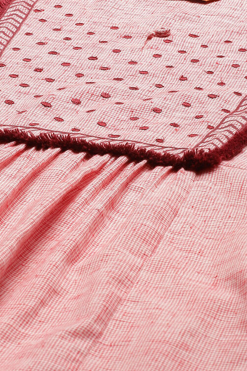 Red Art Silk Short Top image number 1