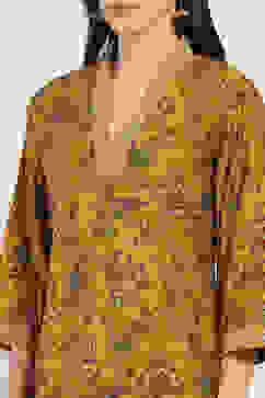 Yellow Cotton Blend Straight Suit Set image number 1