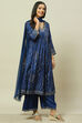 Indigo Viscose Woven Tired Kurta Suit Set image number 6