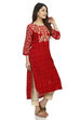 Maroon Straight Viscose Kurta image number 2