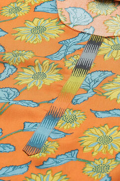 Orange LIVA Kurta Pants Set image number 1