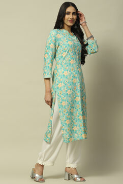 Green Rayon Staight Kurta image number 4