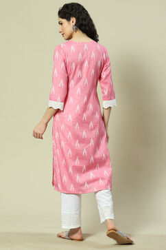 Pink Viscose Blend Straight Kurta image number 4