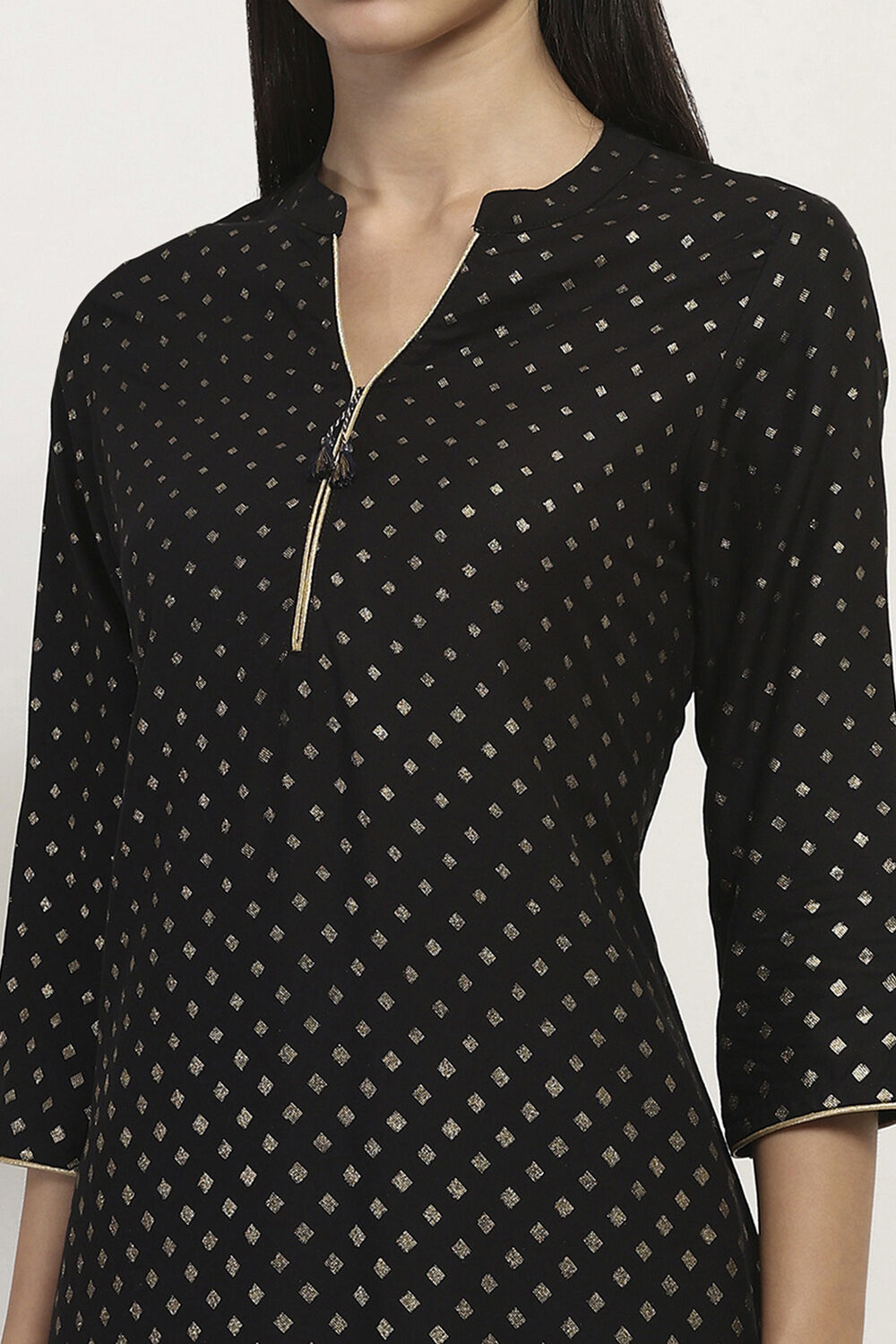 Black Printed Straight Kurta image number 1