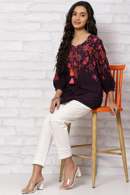 Purple Viscose Rayon Short Top image number 5