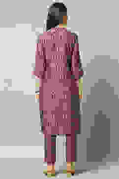 Maroon Viscose Printed Straight Kurta Set image number 4