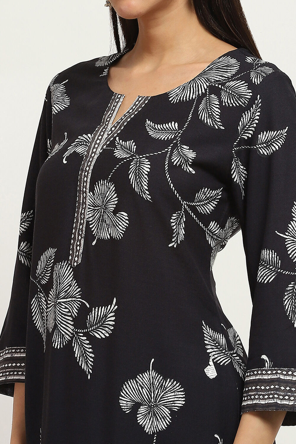 Black Printed Straight Kurta Set image number 1