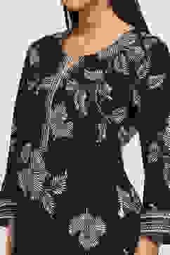 Black Printed Straight Kurta Set image number 1