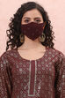 Brown Art Silk Face Mask image number 0
