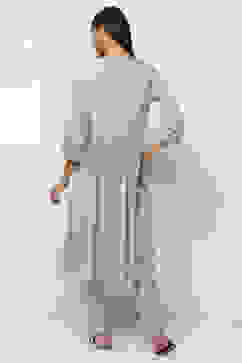 Sage Green Embroidered Flared Kurta image number 4