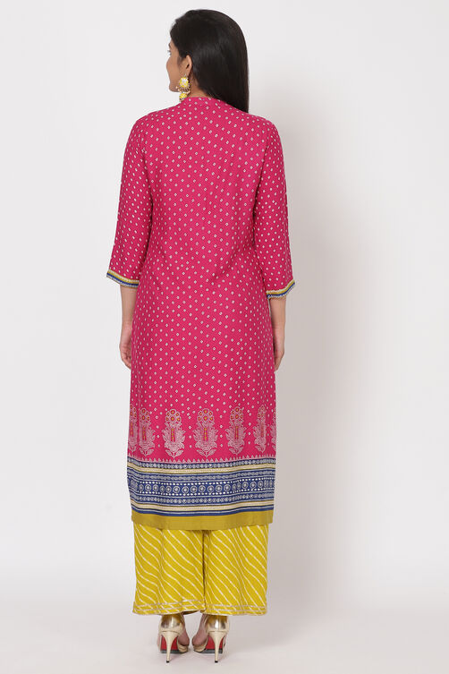 Pink Viscose Rayon Straight Kurta image number 5