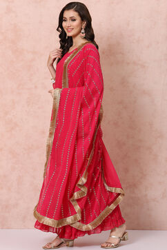 Pink Georgette Sharara Suit Set image number 7