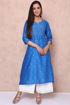 Royal Blue Art Silk A Line Kurta image number 0