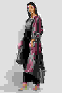 Wine Poly Velvet Straight Solid Kurta Palazzo Suit Set image number 3