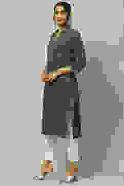 Green Cotton Staight Kurta image number 3