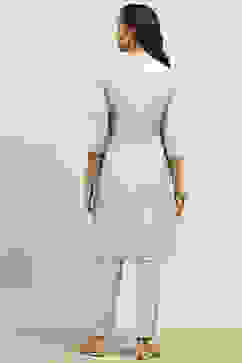 Blue Viscose Muslin Straight Printed Kurta Palazzo Suit Set image number 3