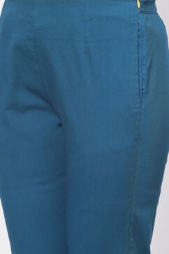 Cobalt Green Solid Slim Pants image number 1