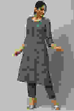 Blue Rayon Straight Suit Set image number 0