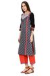 Black Straight Cotton Kurta image number 2