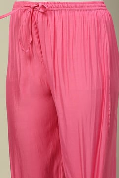 Pink Viscose Blend Straight Printed Kurta Palazzo Suit Set image number 2