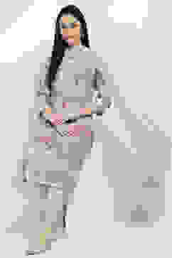 Mauve Cotton Floral Straight Suit Set image number 0