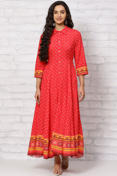 Red Viscose Kalidar Dress image number 0