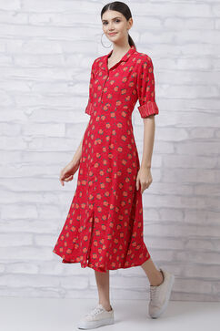 Red LIVA Kalidar Dress image number 2