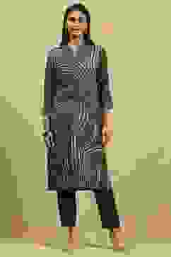 Grey Viscose Rayon Printed Straight Kurta image number 5