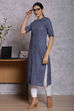 Blue Polyester Straight Kurta image number 2