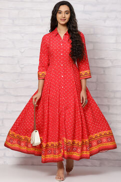 Red Viscose Kalidar Dress image number 5