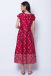 Maroon Polyester Dupioni Flared Dress image number 4