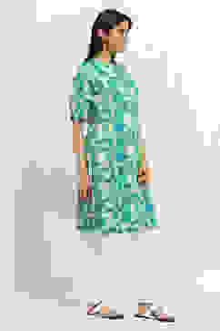 Teal Printed Straight Kurta image number 4