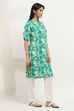 Teal Viscose Rayon Straight Kurta image number 4