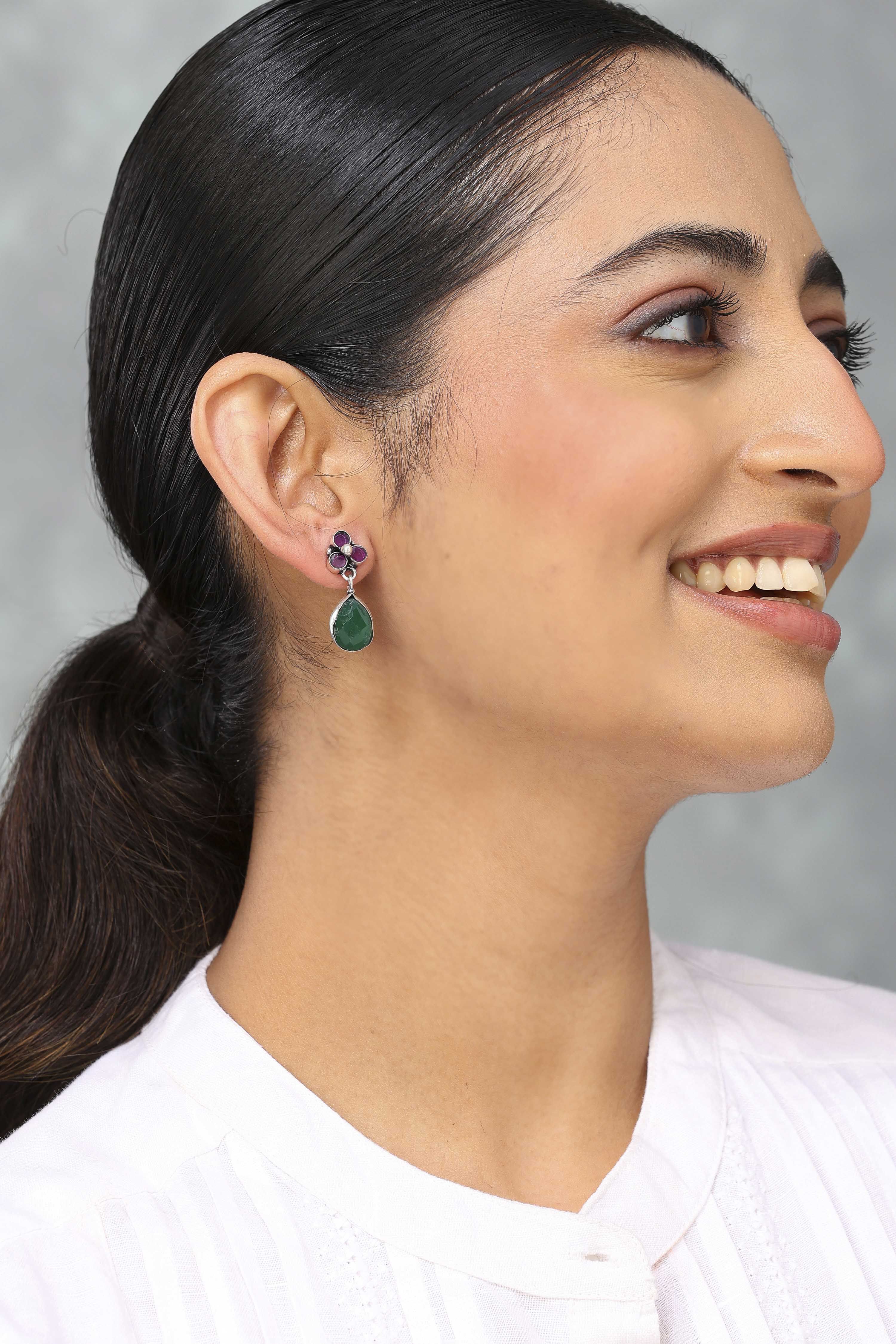 Green Brass Drop & danglers image number 3