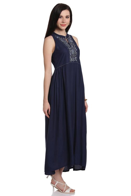 Indigo Rayon A-Line Kurta image number 3