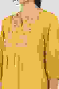 Yellow Rayon Straight Tops image number 1