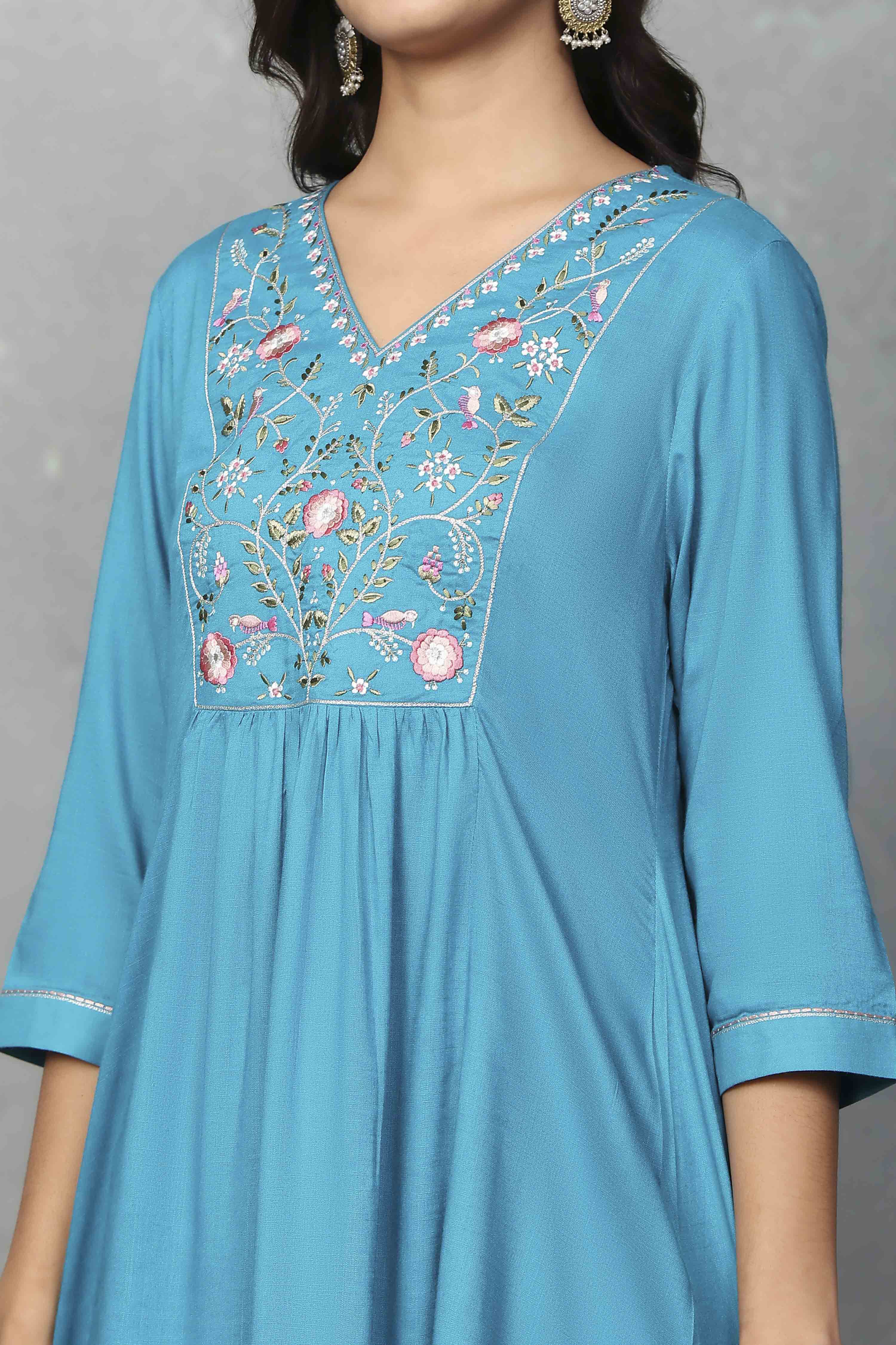 Green Rayon Kalidar Suit Sets image number 1