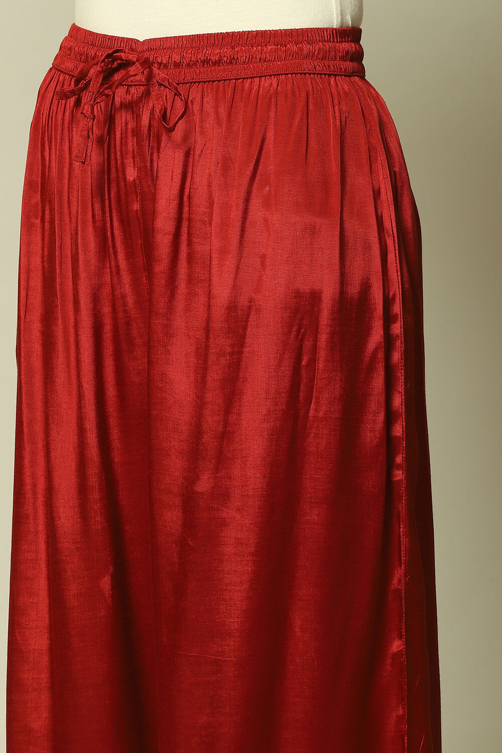 Rust Viscose Gathered Embroidered Kurta Palazzo Suit Set image number 2