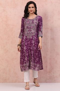 Purple LIVA Straight Kurta image number 0