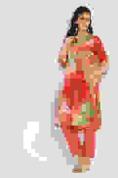 Coral Cotton Printed Straight Kurta image number 0