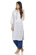 White Straight Cambric Cotton Kurta image number 3