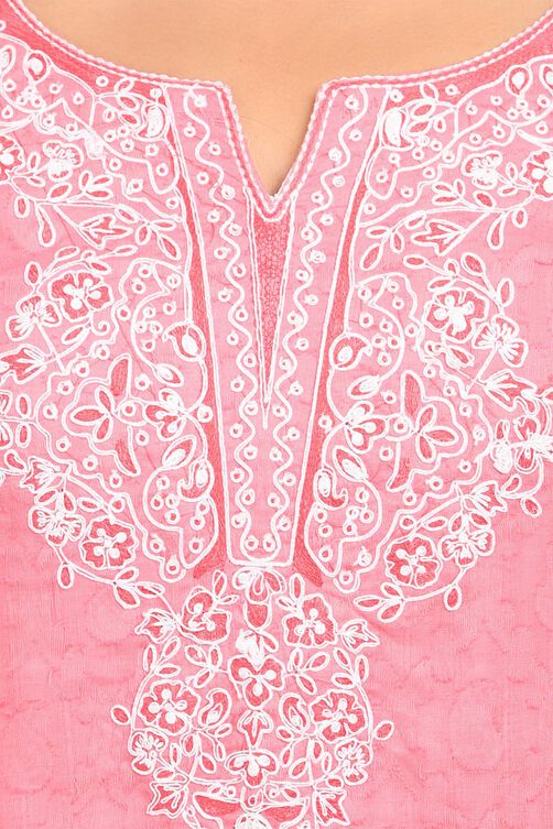 Pink Asymmetric Cotton Kurta image number 4