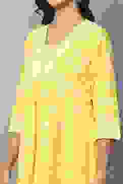 Yellow Cotton Gathered Suit Sets image number 1