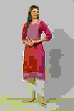 Purple LIVA Straight Printed Kurta image number 5