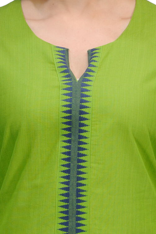 Green Cotton Straight Kurta image number 4