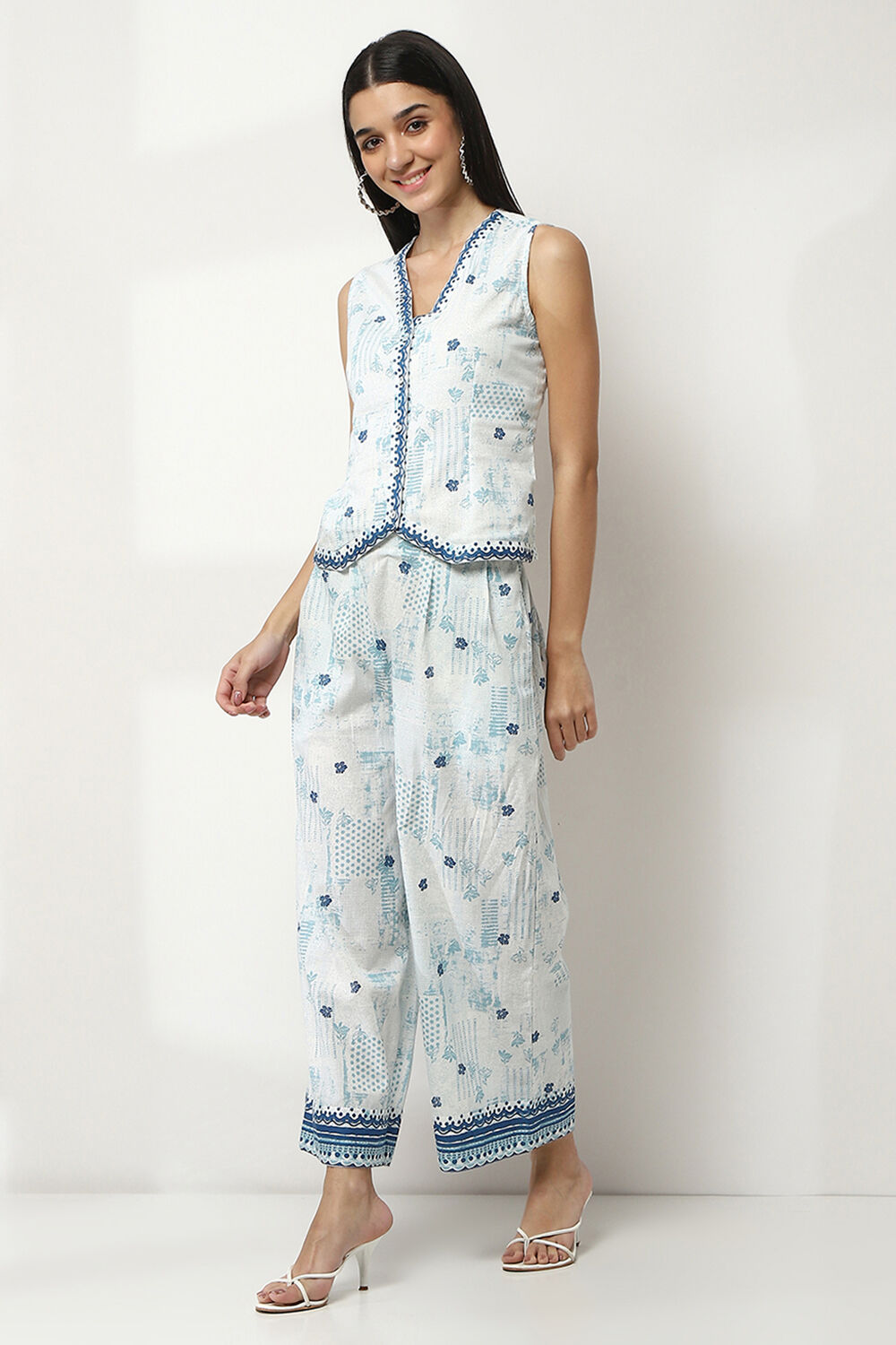 Blue Cotton Printed Co-ord Set image number 3