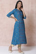 Petrol Blue LIVA A Line Kurta image number 3