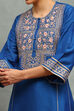 Blue Viscose Blend Embroidered Kalidar Suit Set image number 1